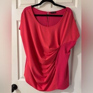 6th & Lane Elegant Women's Red & Pink Drape Blouse Large